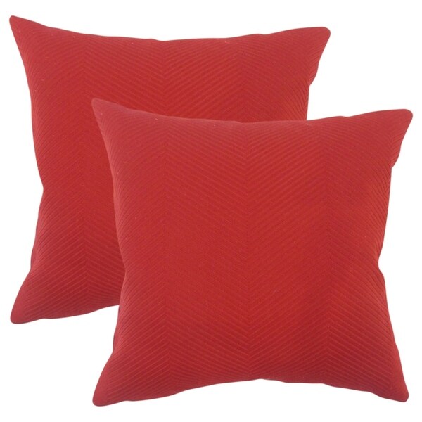 Set of 2 Pallas Solid Throw Pillows in Red