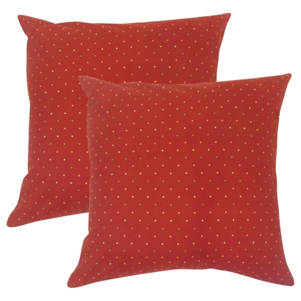 Shop Set of 2 Yestin Polka Dot Throw Pillows in Red Free
