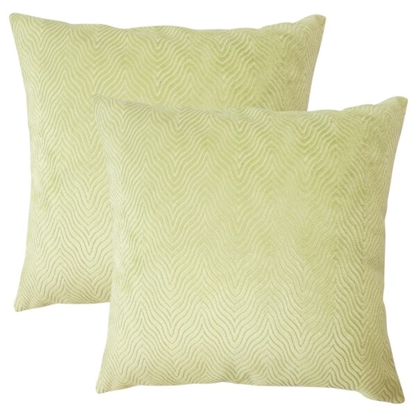 Set of 2 Idarine Solid Throw Pillows in Green
