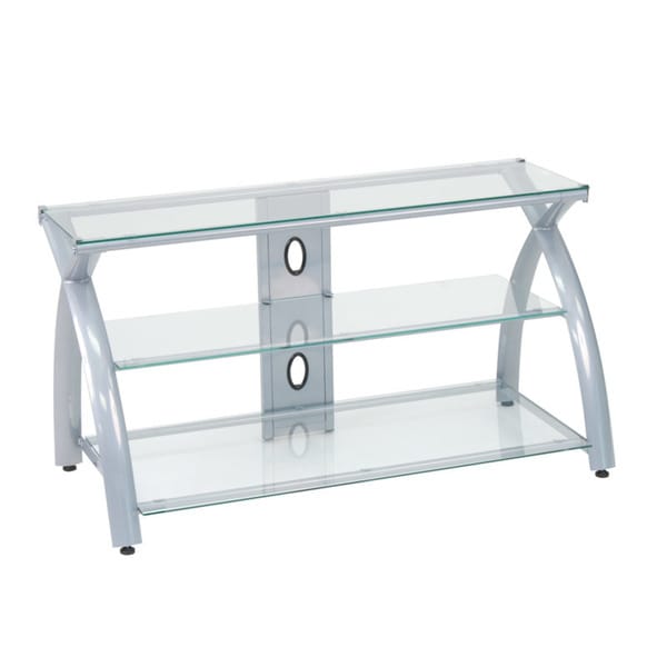 Offex Futura Black Silver Steel Gl Tv Stand Free Shipping Offex Futura Black Silver Steel Gl Tv Stand