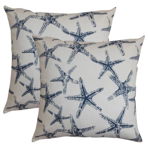 Set of 2 Ilene Coastal Throw Pillows in Navy Blue