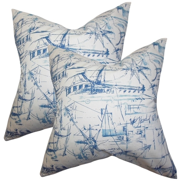 Set of 2 Hobson Coastal Throw Pillows in Blue - Overstock ...