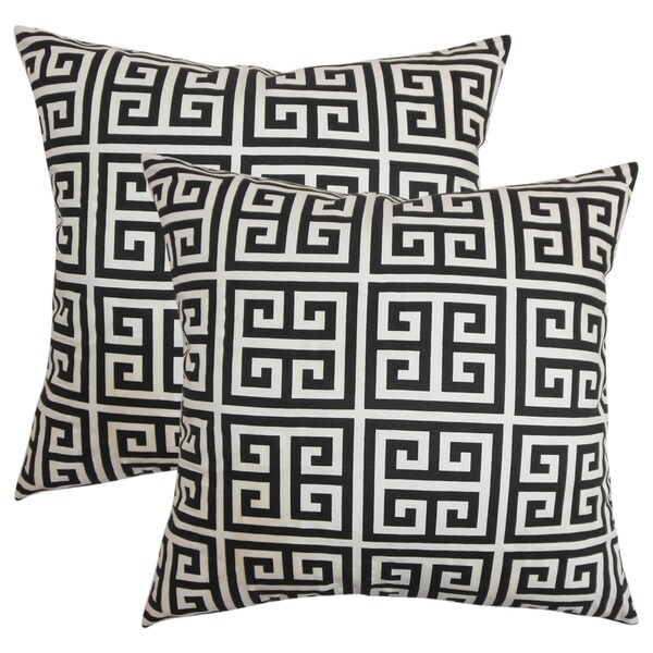 Set Of 2 Paros Greek Key Throw Pillows In Black White On Set Of 2 Paros Greek Key Throw Pillows In Black White