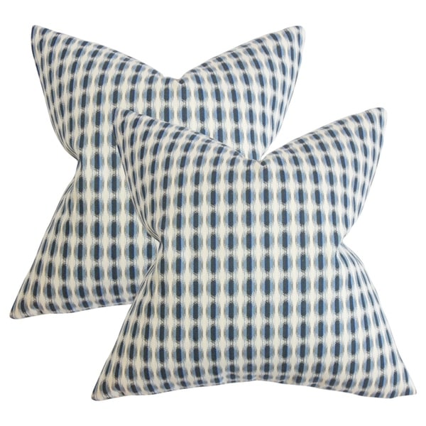 Set of 2 Italo Geometric Throw Pillows in Blue
