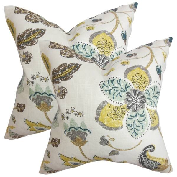 Shop Set Of 2 Jora Floral Throw Pillows In White Free Shipping