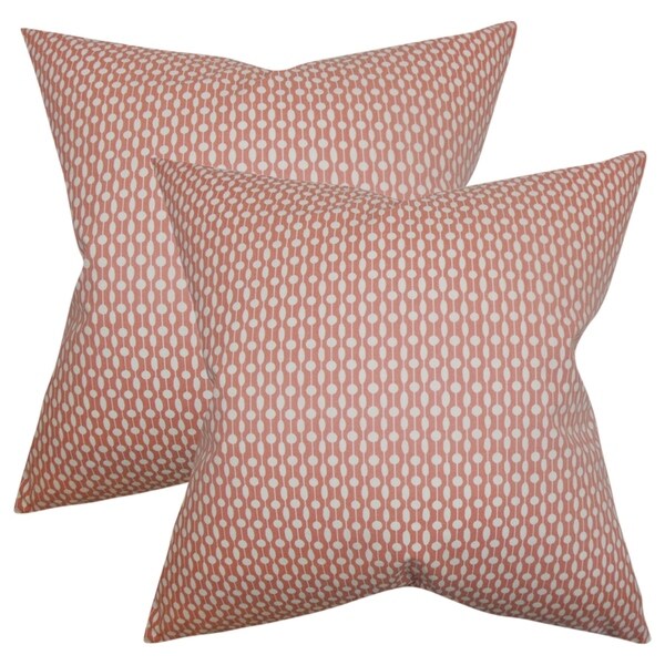 Set of 2 Orit Geometric Throw Pillows in Red