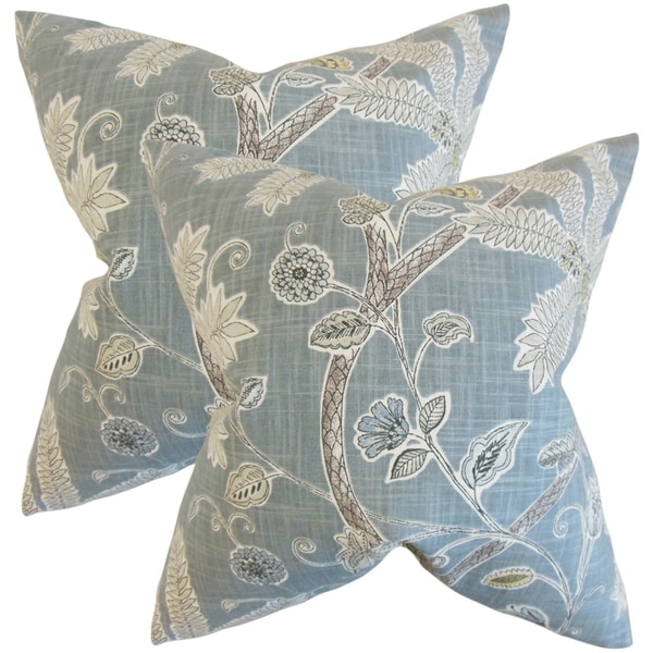 Mead Floral Throw Pillows in Mineral 