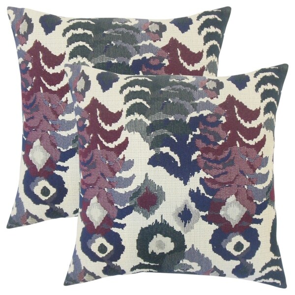 Set of 2 Henriette Ikat Throw Pillows in Berry