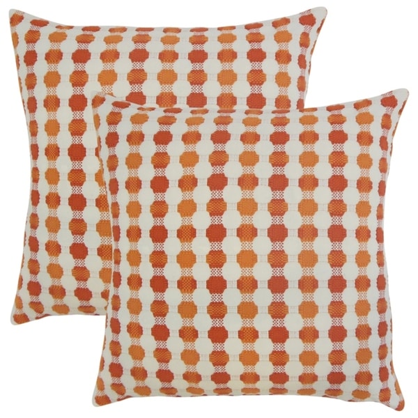 Set of 2 Erela Geometric Throw Pillows in Tangerine