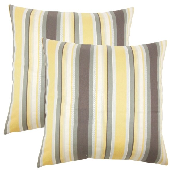 Set of 2 Tefo Striped Throw Pillows in Plantain