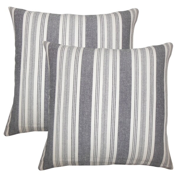 Set Of 2 Reiki Striped Throw Pillows In Black White On Set Of 2 Reiki Striped Throw Pillows In Black White