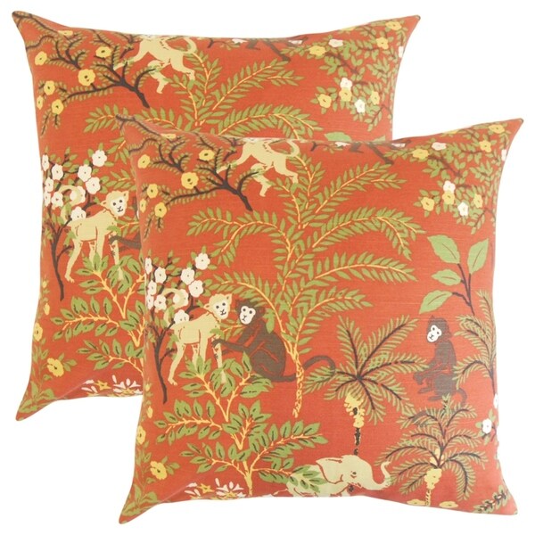 Set of 2 Fiametta Foliage Throw Pillows in Spice