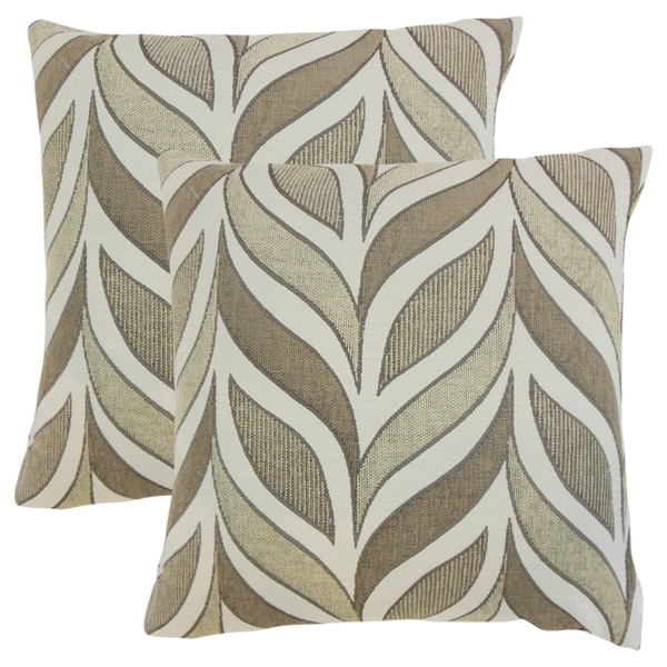 Set of 2 Veradis Geometric Throw Pillows in Driftwood