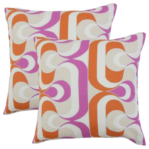 Shop Set Of 2 Nairobi Geometric Throw Pillows In Tangerine On