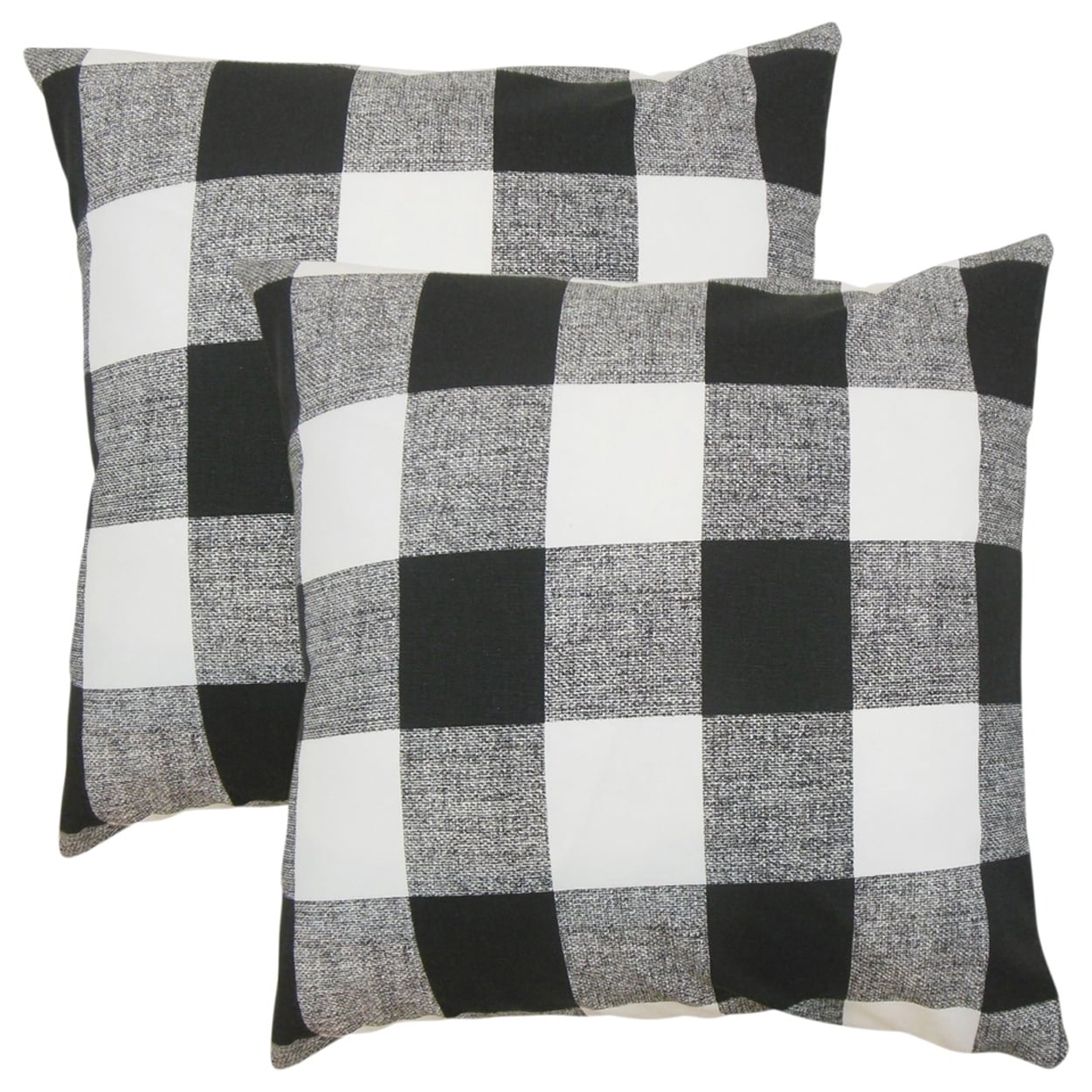 Shop Set Of 2 Alfonso Plaid Throw Pillows In Black White On Sale