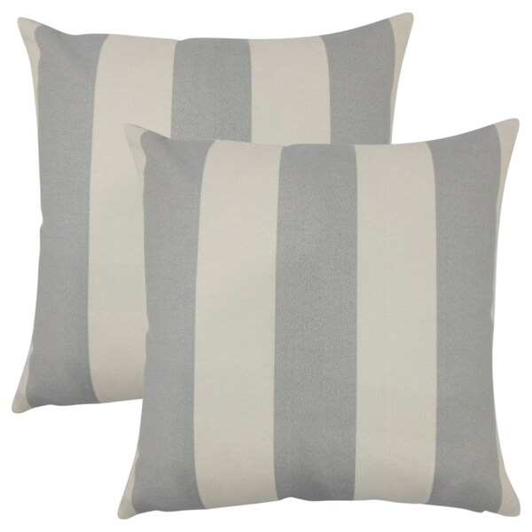 Set of 2 Kanha Striped Throw Pillows in Gray Beachwood