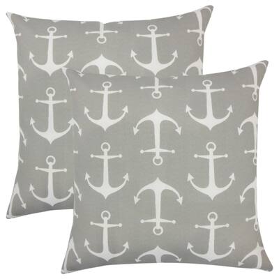 Set of 2 Halleli Coastal Throw Pillows in Gray