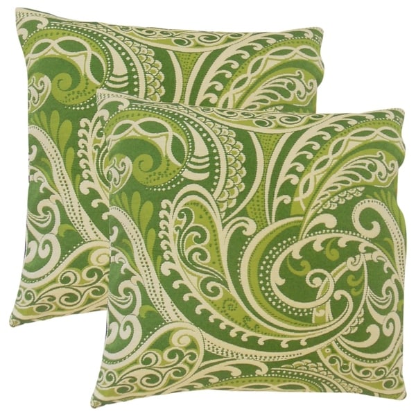 Set of 2 Natashaly Damask Throw Pillows in Kelly