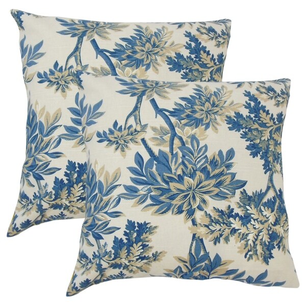 Set of 2 Zafirah Floral Throw Pillows in Calypso