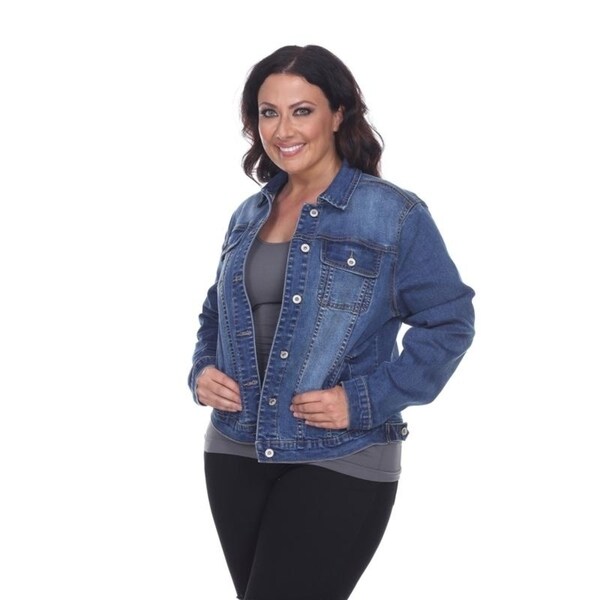 women's plus size white denim jacket