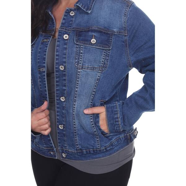 womens plus size white jean jacket