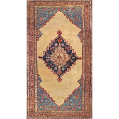 Pasargad Antique Bakhshayesh Beige/Navy Collection Wool Rug (11' 1" X 20' 6") - 11' x 21'