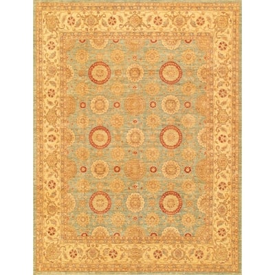 Ferehan Collection Hand-Knotted L. Blue/Beige Wool Rug ( 9' 2" X 11'11") - 9' x 12'