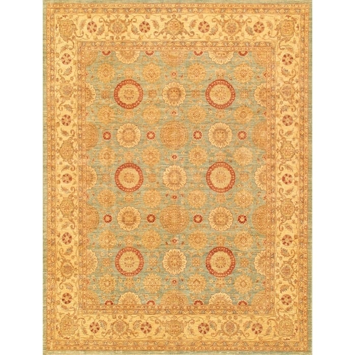 Ferehan Collection Hand-Knotted L. Blue/Beige Wool Rug ( 9' 2" X 11'11") - 9' x 12'