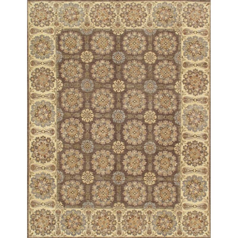 Pasargad Brown/Ivory Ferehan Hand-Knotted Wool Rug - 7'11'' X 10' 1''