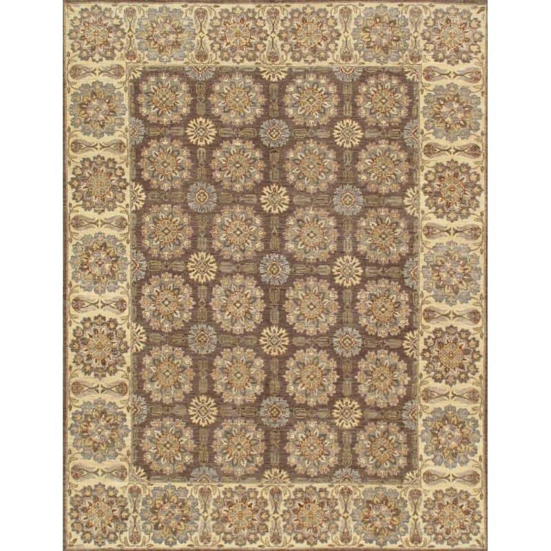 Pasargad Brown/Ivory Ferehan Hand-Knotted Wool Rug - 7'11'' X 10' 1''