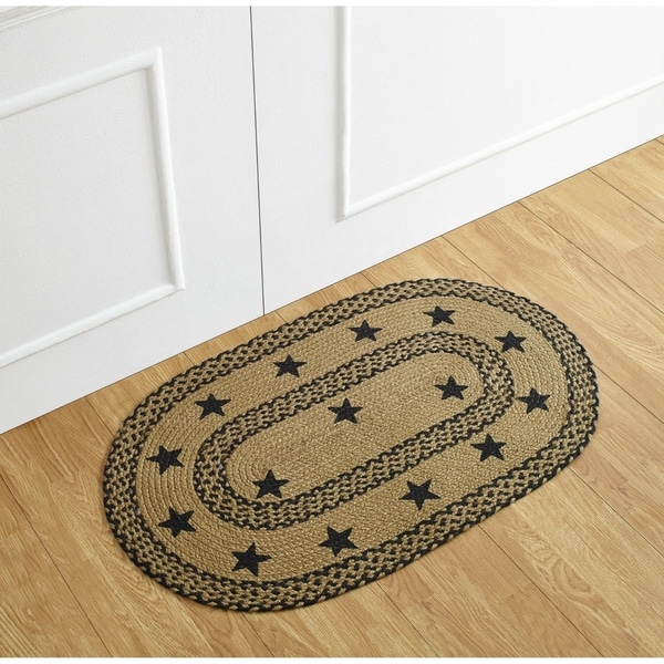Shop Star Printed Jute Braided Rug 1'9" x 2'10" Oval Overstock 18160360