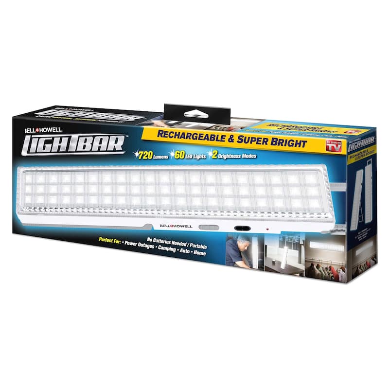 Bell + Howell Rechargeable LED Light Bar 60 LED Portable Strip Lights 720 Lumens