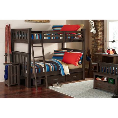Highlands Harper Full over Full Bunk with 2 Storage Units and Hanging Nightstand, Espresso