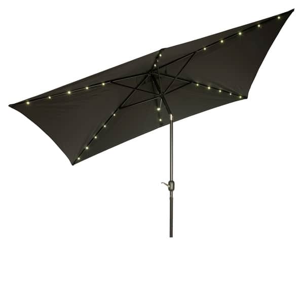 Rectangular Solar Powered LED Lighted Patio Umbrella - 10' x 6.5' - By ...
