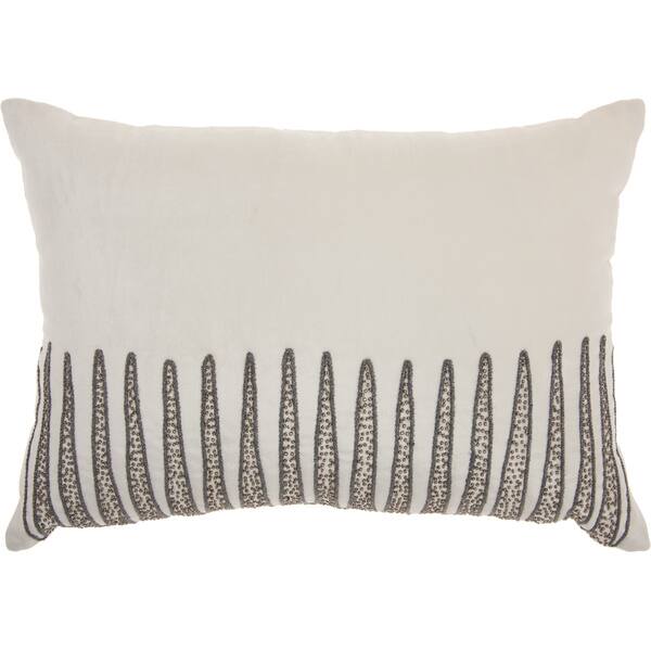 Shop Inspire Me Home Decor Beaded Triangle Cream Throw Pillow By