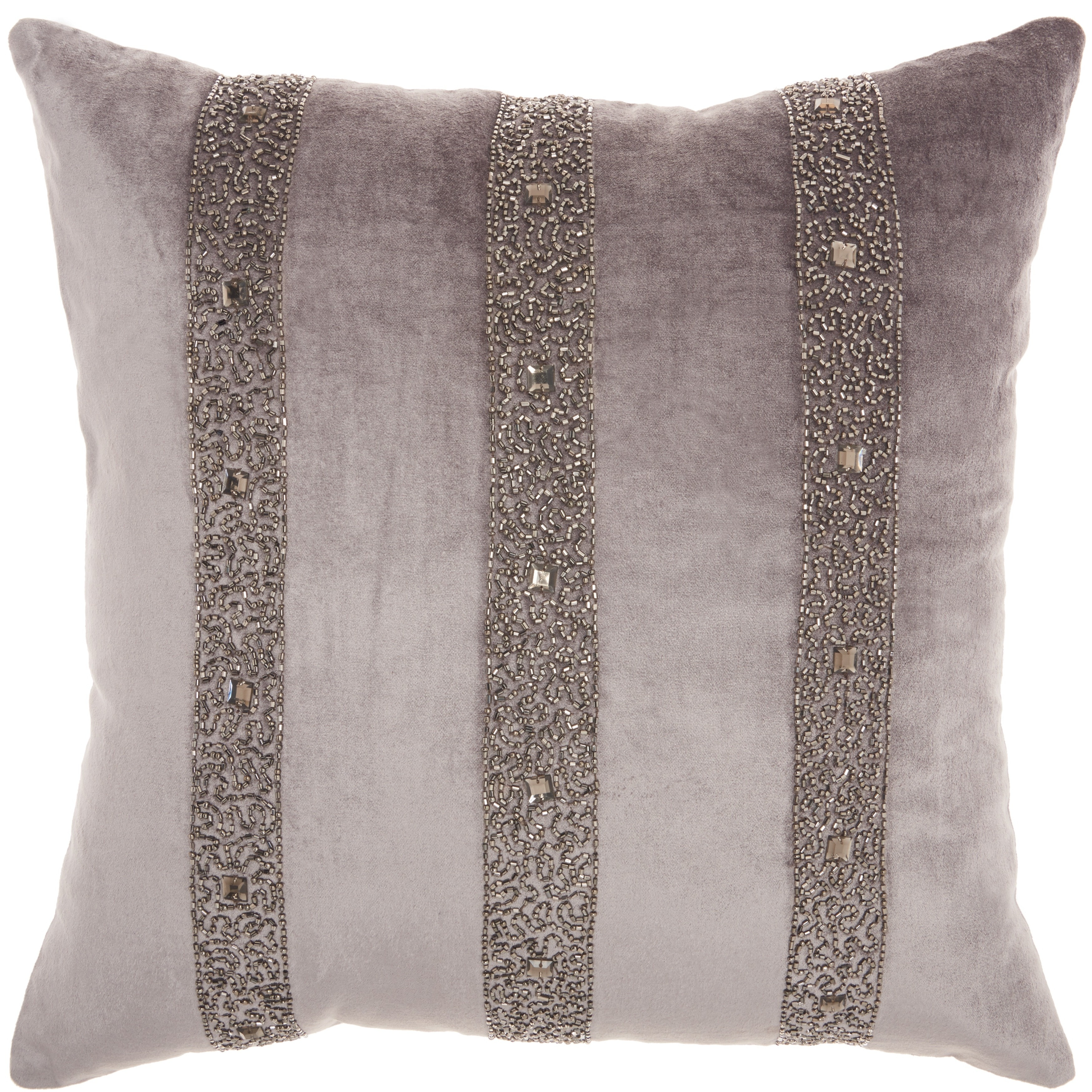 Shop Inspire Me Home Decor Beaded Stripes Dark Grey Throw Pillow