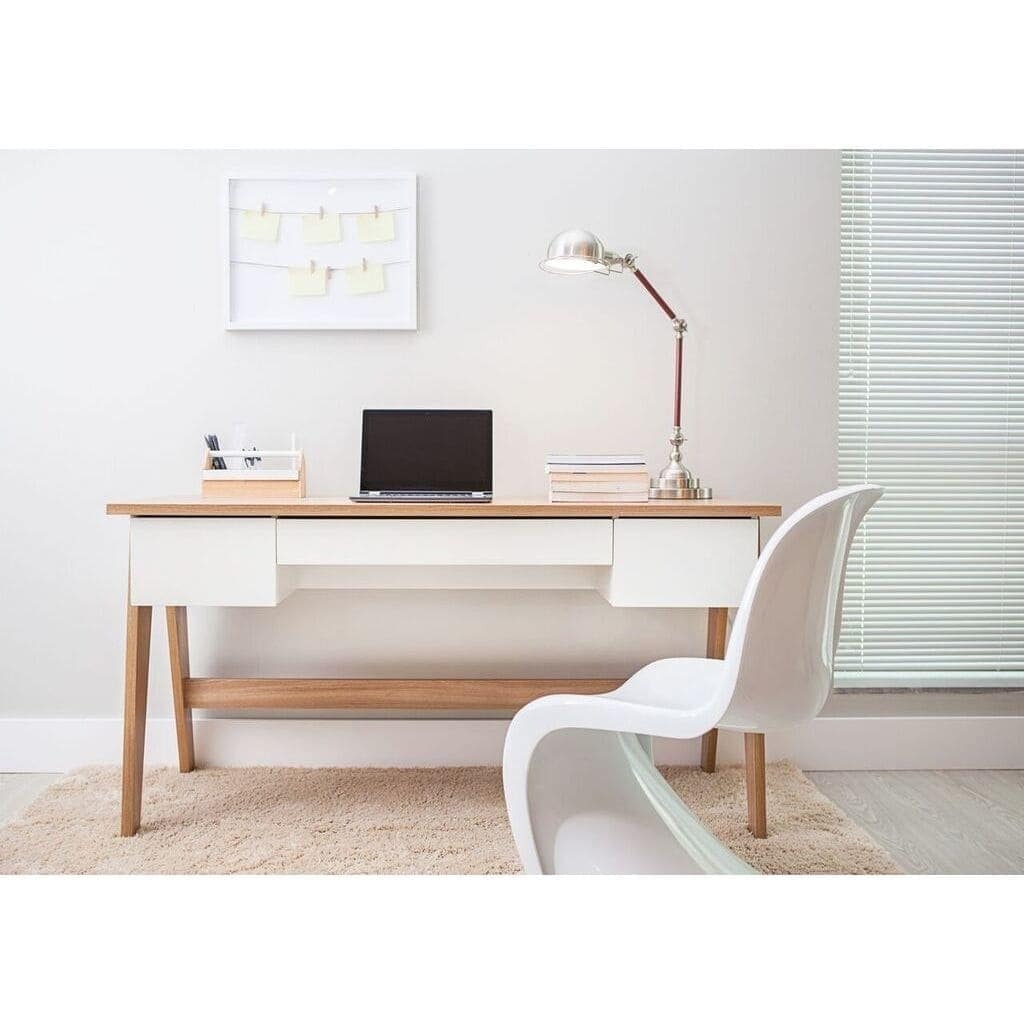 Shop Modern Office Desk With 3 Drawers Hanover Off White Free