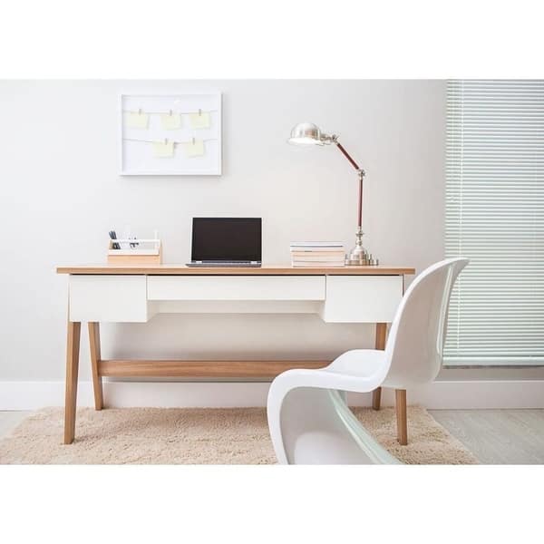 Shop Modern Office Desk With 3 Drawers Hanover Off White