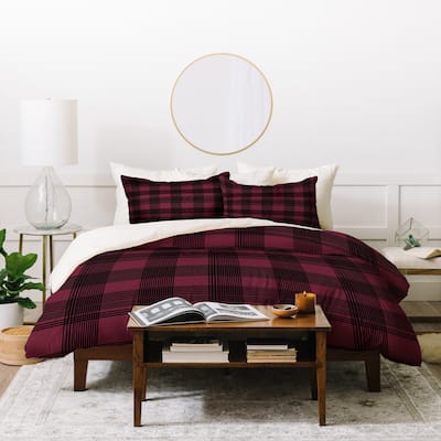 Deny Designs Winter Fucshia Plaid Duvet Cover Set (3-Piece Set)