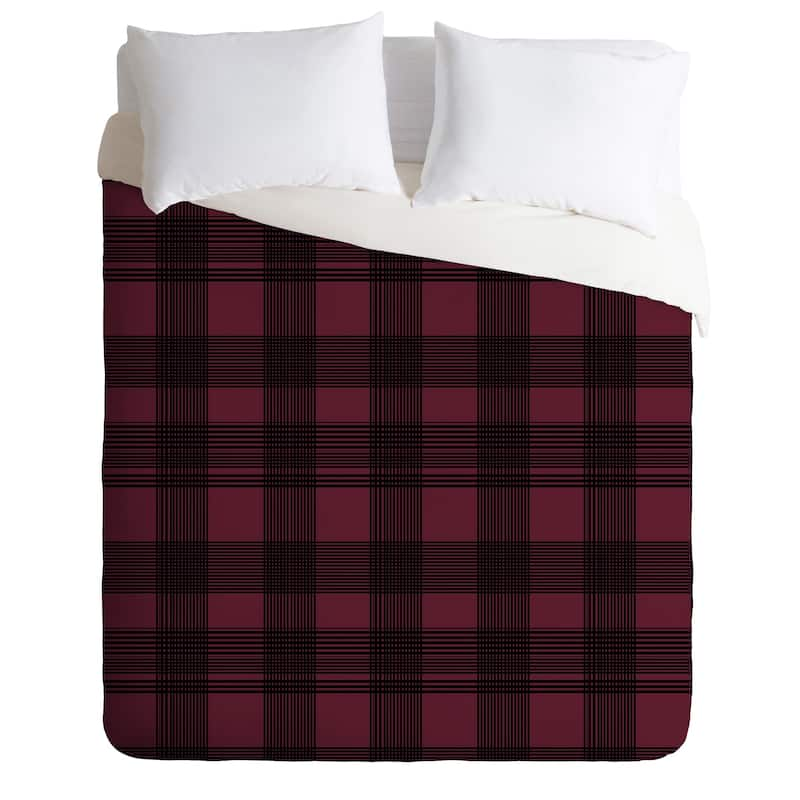 Deny Designs Winter Fucshia Plaid Duvet Cover Set (3-Piece Set)