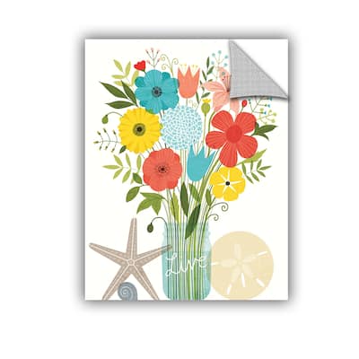 ArtAppealz Michael Mullan's Seaside Bouquet I Mason Jar, Removable Wall Art Mural