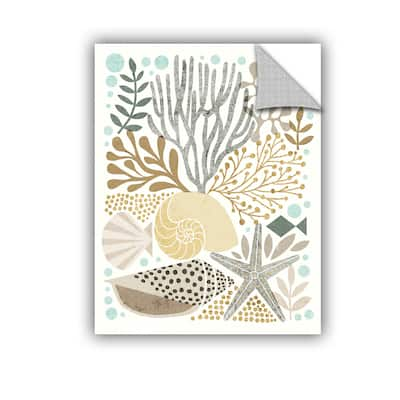 ArtAppealz Michael Mullan's Under Sea Treasures VI Gold Neutral, Removable Wall Art Mural