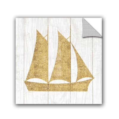 ArtAppealz Michael Mullan's Beachscape V Boat Gold Neutral, Removable Wall Art Mural