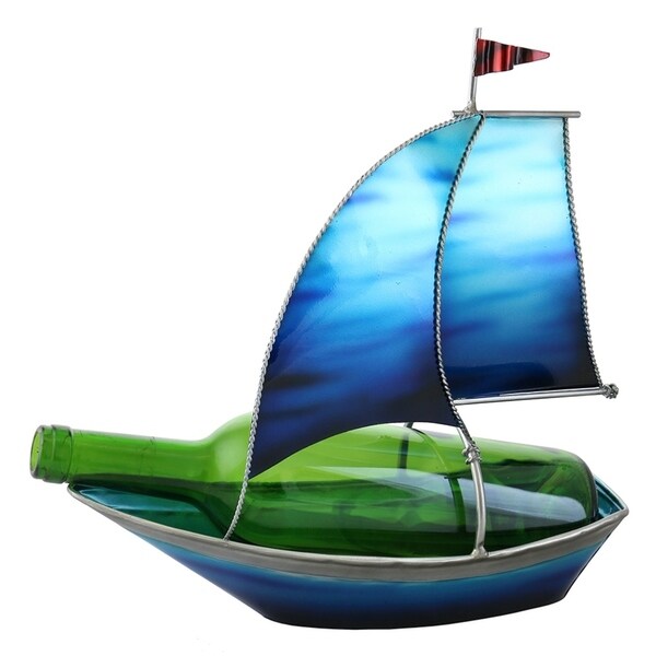 Wine bottle holder by Wine Bodies, Turquoise blue sail boat