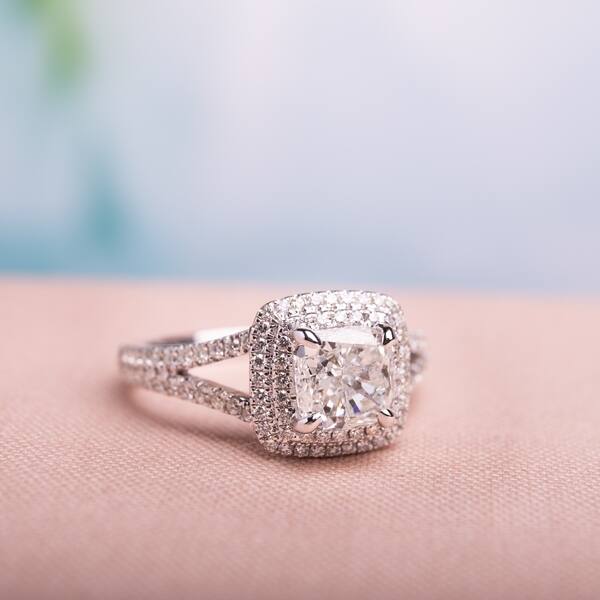 Shop Miadora Signature Collection 14k White Gold 2ct Tdw Cushion