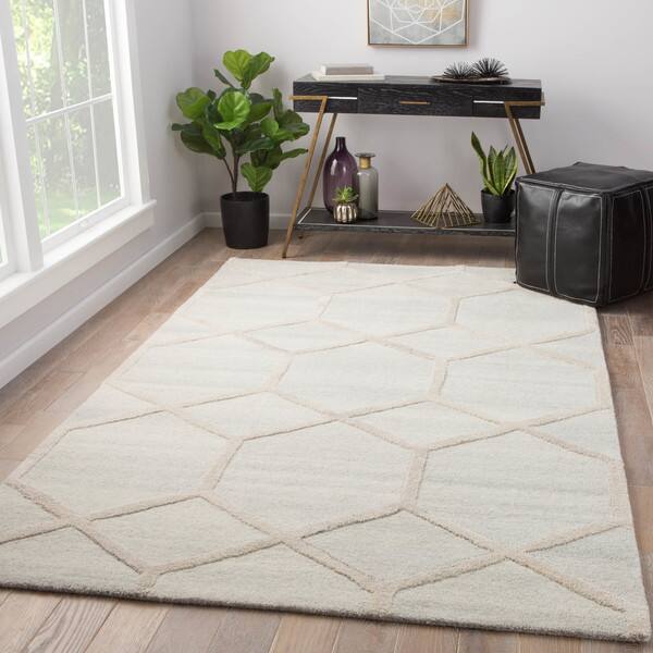 Tulsa Cream Grey Wool Handmade Geometric Rug 5 X 8 Tulsa Cream Grey Wool Handmade Geometric Rug 5 X 8