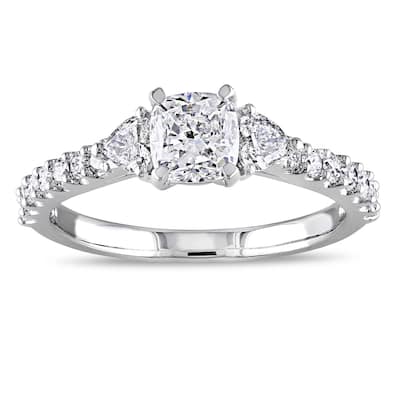 Miadora Signature Collection 14k White Gold 1 1/4ct TDW Diamond 3-Stone Engagement Ring