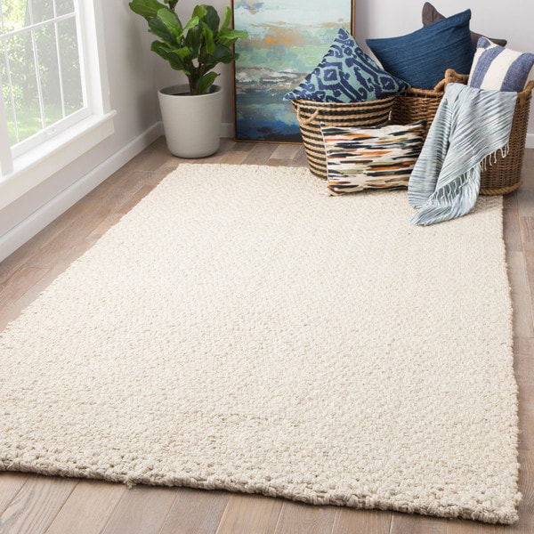 Shop Tate Natural Jute Solid White Area Rug (5' x 8') 5' x 8' On Sale Free Shipping Today