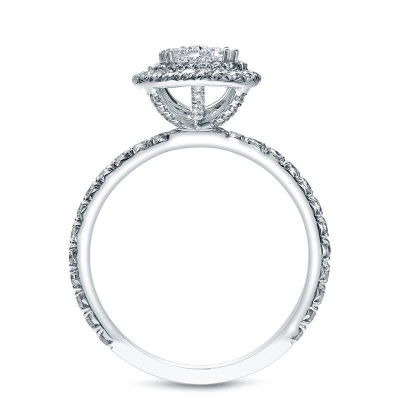 Cushion Shaped 1ct TDW Double Halo Diamond Engagement Ring in 14k Gold by Auriya