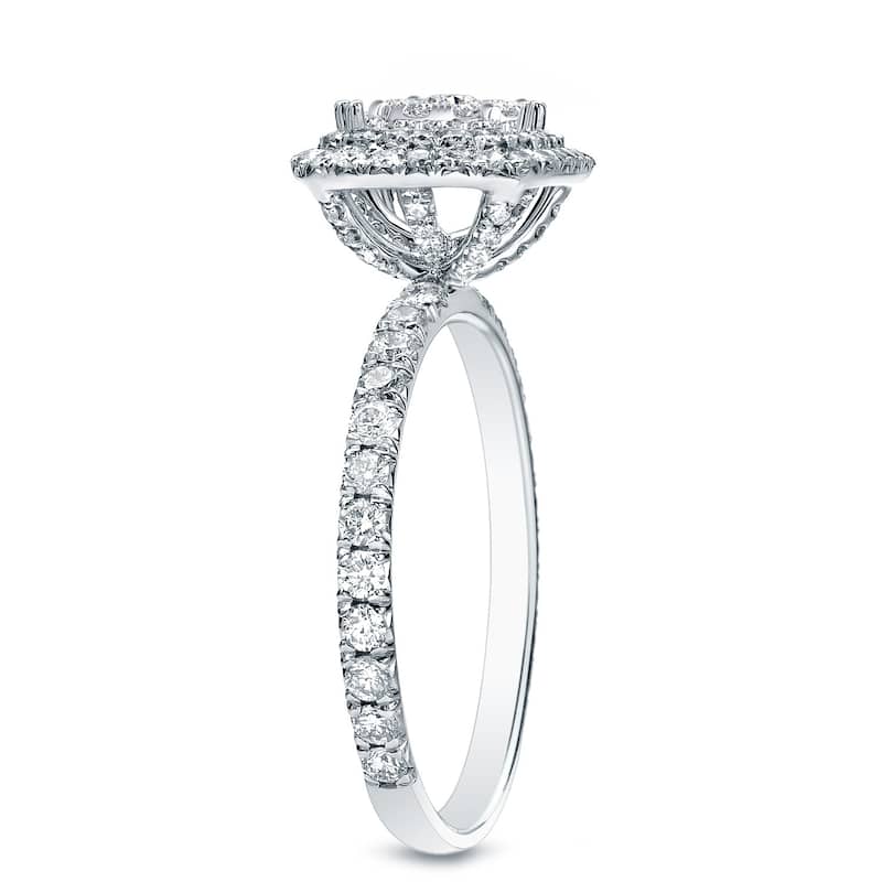 Cushion Shaped 1ct TDW Double Halo Diamond Engagement Ring in 14k Gold by Auriya